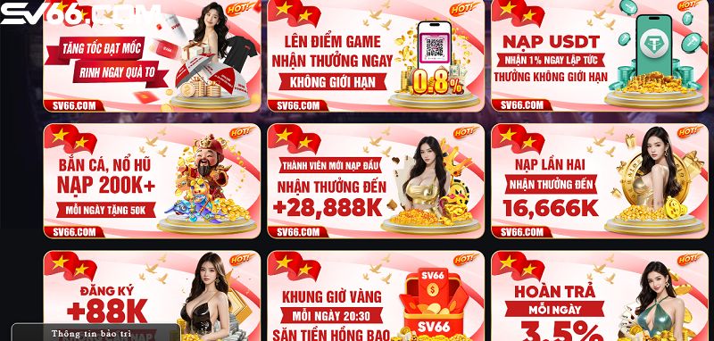 SV66 | ĐĂNG KÝ THÀNH VIÊN NỀN TẢNG SV66.COM TẶNG 88K 415 Ngập tràn ưu đãi có giá trị tại SV66